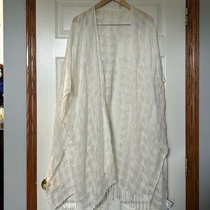 Madewell Cream Checkered Wrap with Fringe NWT